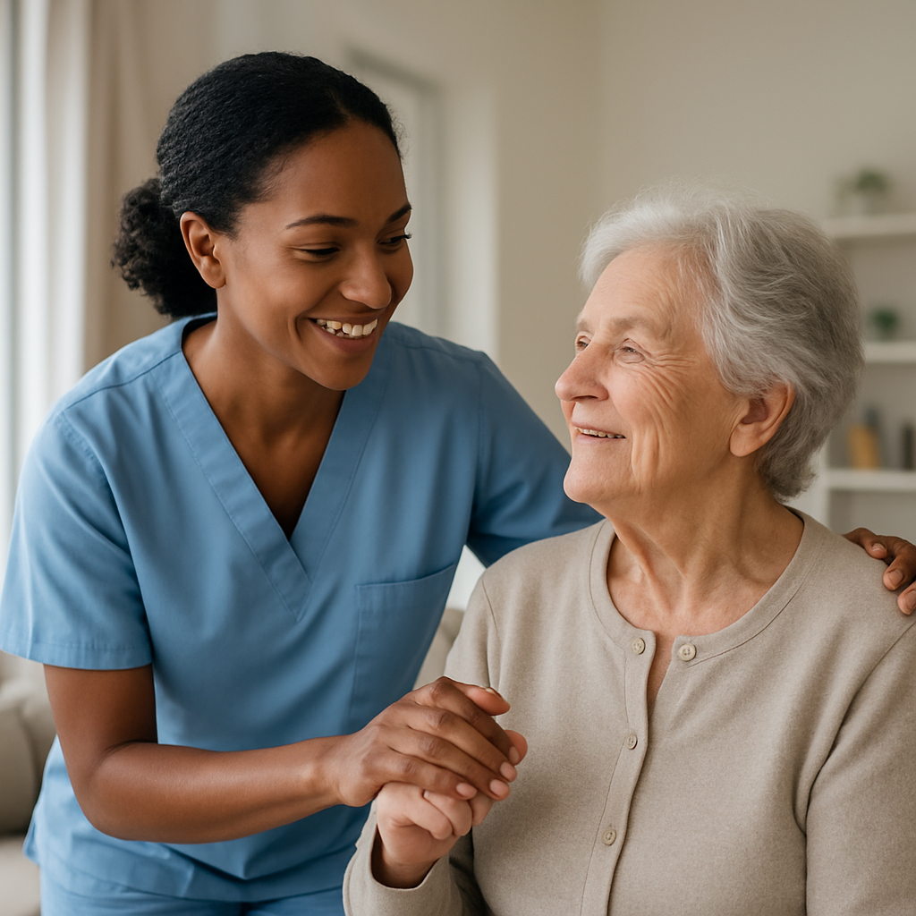 Caregiver assisting an elderly person